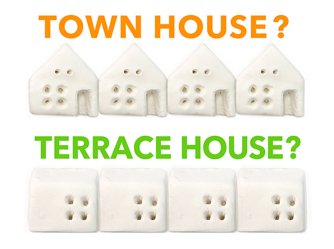 タウンハウスとテラスハウスをイメージした建物の模型画像